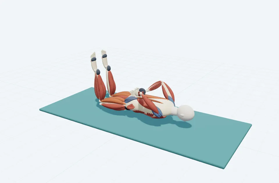 ダブルレッグキックの動作の一場面を示す3D模式図