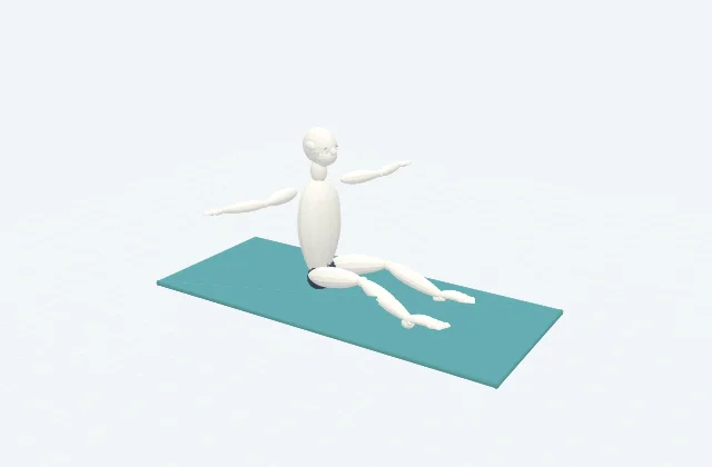 スパインツイストの動作の一場面を示す3D模式図