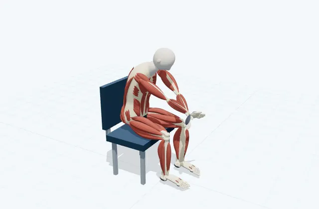 A schematic 3D view of Seated Upper-Back Stretch