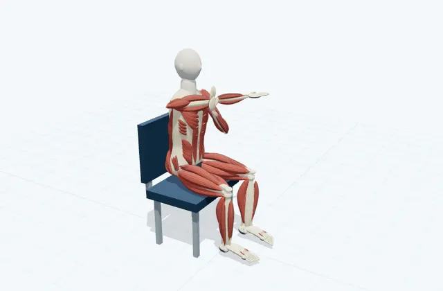 A schematic 3D view of Cross-Body Shoulder Stretch