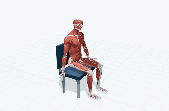 首の横を斜めに伸ばすの動作の一場面を示す3D模式図