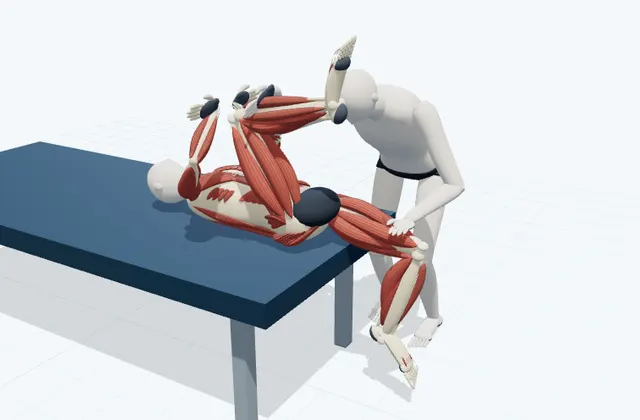 A schematic 3D view of Table-Edge Hip Flexor Stretch
